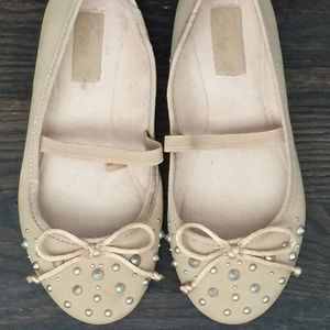 Zara Girls Beige studded ballerina flats